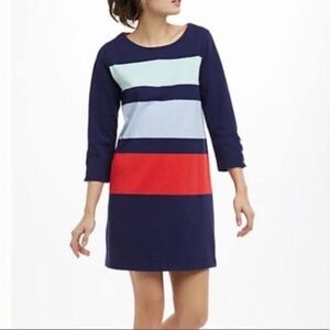Allihop Anthropologie Women’s Retro Striped Long Sleeve Dress Navy Blue Large